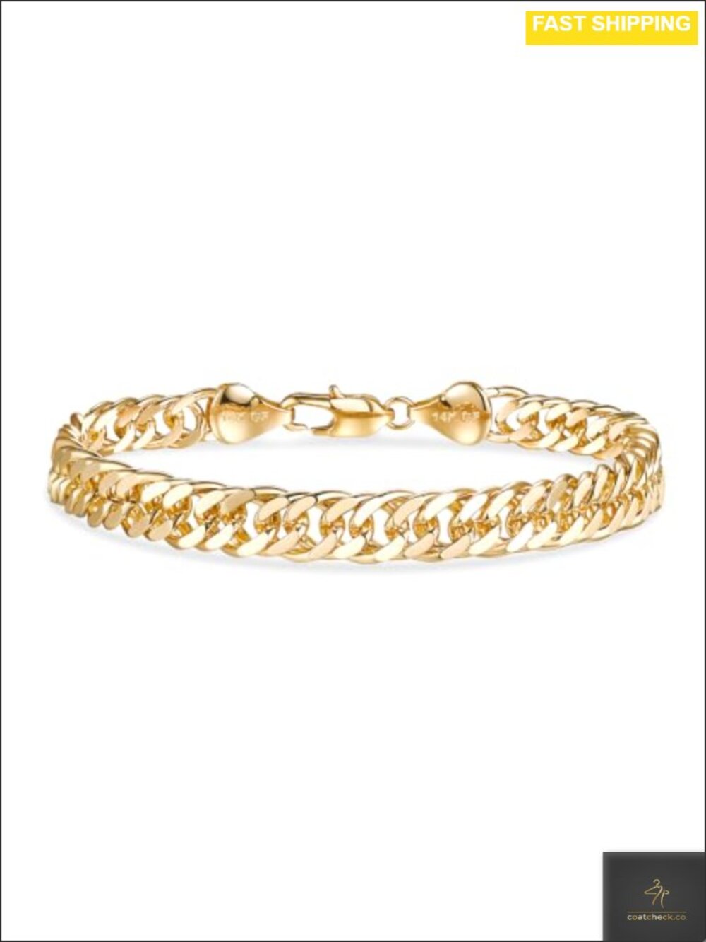 8mm Cuban Link Bracelet 14K Gold Filled Diamond-Cut Curb Chain